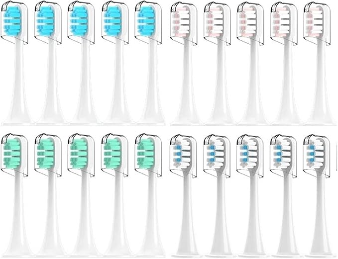 Compatible for 10Pcs T300/T500/T700 Toothbrush Heads Replaceable Refill Nozzles 4Colors(5Green 5White)