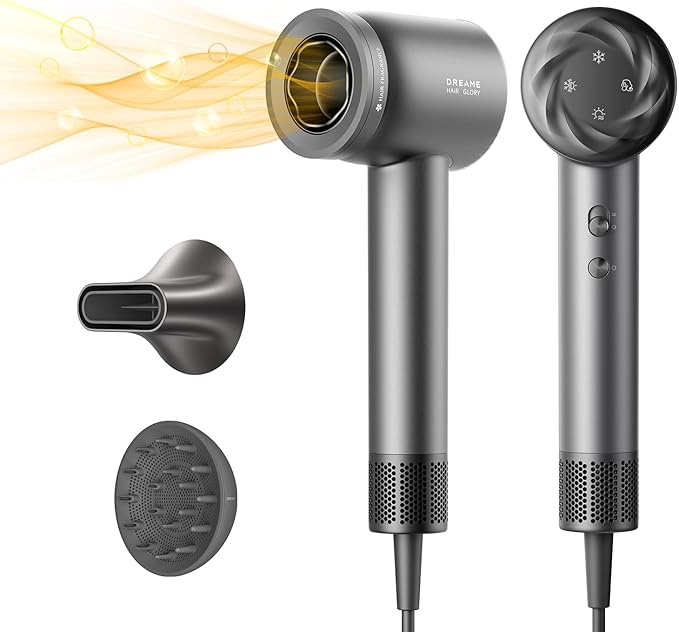 Dreame Glory Mix High-Speed Hair Dryer Dual Voltage 3 Magnetic Nozzles Perfume Infusion Customized Fragrant Drying NTC Control 300M Negative lons 110000RPM Motor 336g Lightweight Black