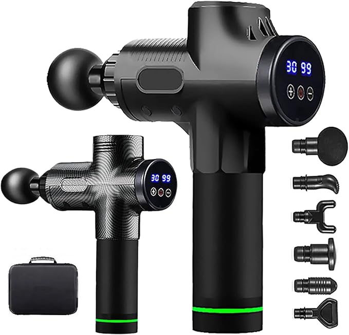 Fascial Massage Gun Automatic Waist and Back Massager High-Frequency Vibration Muscle Relaxation Automatic Shoulder Massage Gun(30 Gear-Black-C)