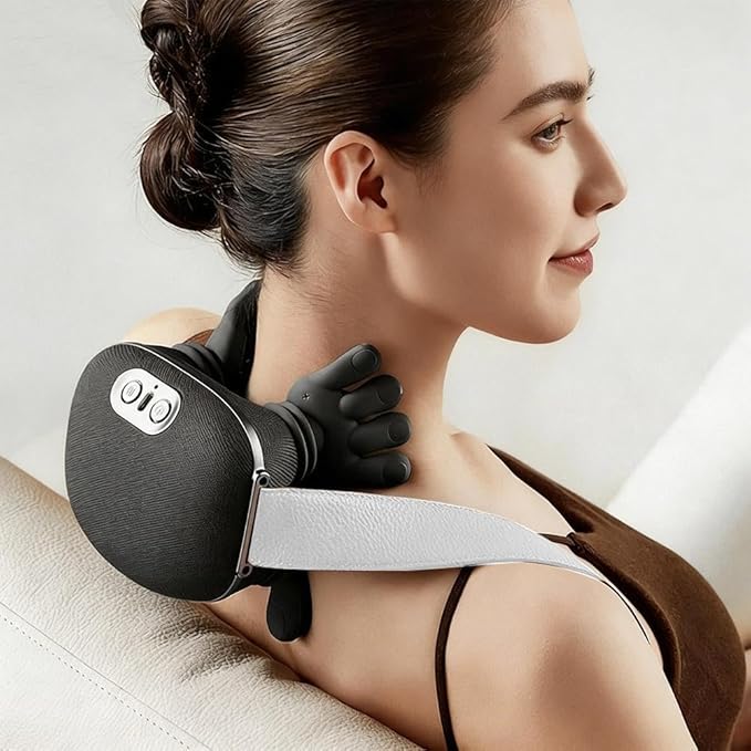 Neck Massager with Heat Shoulder Massager with Shiatsu 4D Kneading Deep Tissue Wireless Electric Shiatsu Back Shoulder Portable and Rechargeable for Home and Office