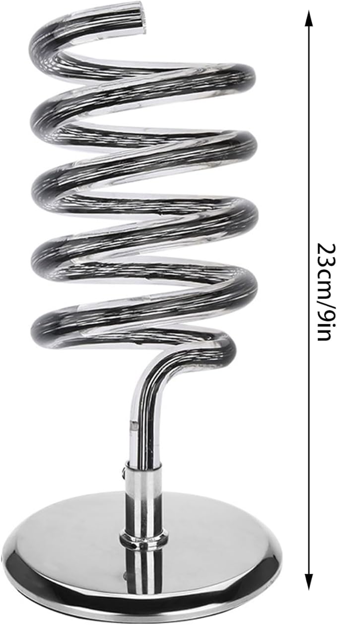 Table Hair Dryer Holder Spiral Blow Hair Dryer Holder with 304 Stainless Steel Base Stand Acrylic Hair Dryer Holder for Salon Home Desktop Mount