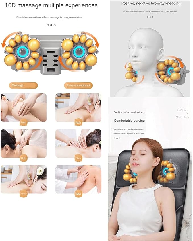 Full Body Electric Massage Matwith Vibration Motors Heating PadBody Massager Cushion for NeckShoulderWaist and Backshiatsu Massage Mattress Relieve Pain