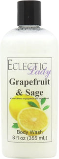 Eclectic Lady Liquid Pearl Body Wash - Grapefruit And Sage Scent 3-in-1 Use For Bubble Bath Hand Soap &amp Body Wash Phthalate-Free Grapefruit And Sage Fragrance Handcrafted in USA (8 oz)