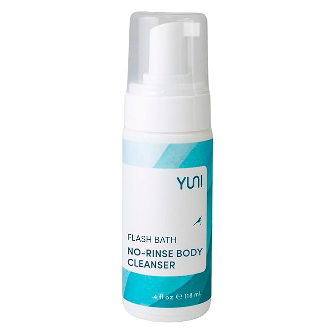 YUNI Beauty Waterless Body Wash (4 oz) - Rinse-Free Foaming Bath and Clean Body Wash Solution Instantly Remove Sweat Dirt Odor Travel Camping and Backpacking Essentials Paraben-Free Vegan