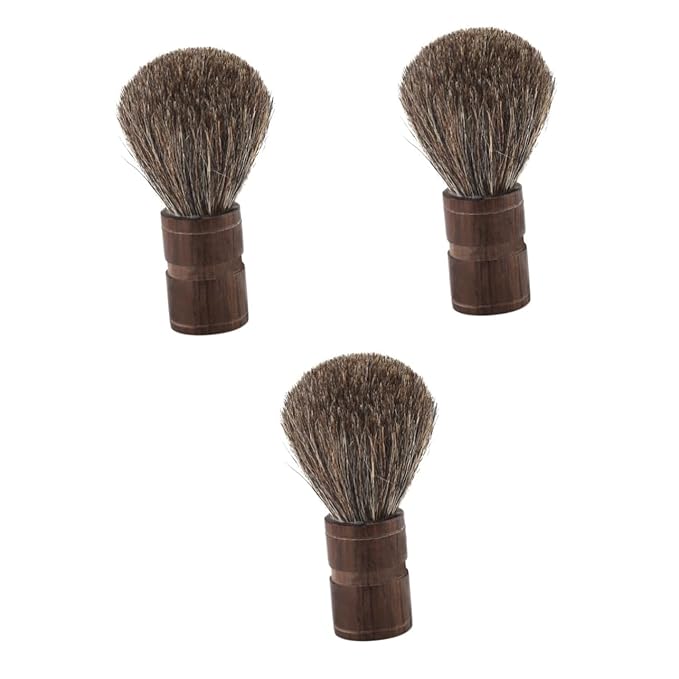 3pcs Natural Wooden Handle Bristles Mustache Beards Brush Fine Bristles Hairbrush for Men Shave Brushes for Men Wet Shaving