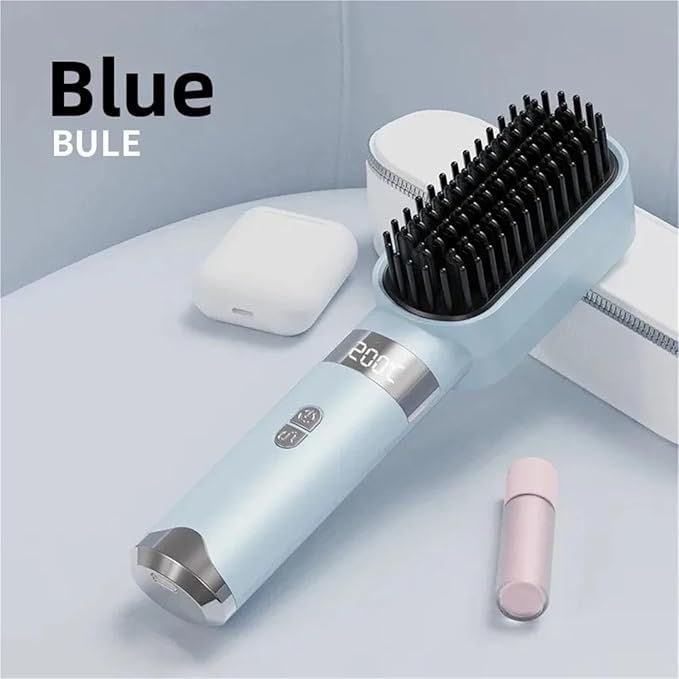 New Wireless Hair Straightener with LCD Display - 140-200°C 3 Temperature Settings Type-C Straightening Comb for Effortless Styling
