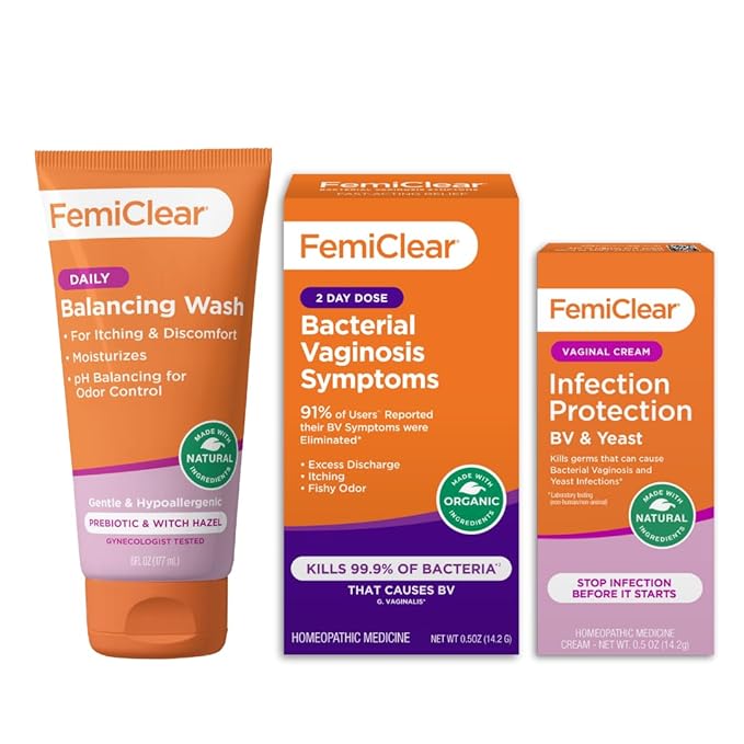 FemiClear Feminine Care Wash for Itching &amp Irritated Skin (BV) Symptoms - Vaginal Ointment for Fishy Odor Homeopathic Feminine Care PH Balance for Women