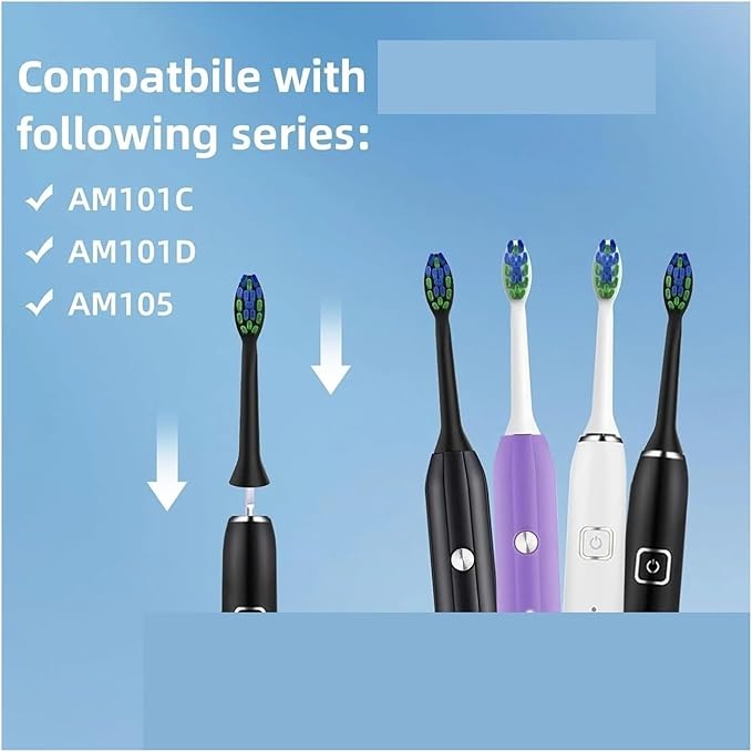 10PCS Replacement Toothbrush Heads Compatible for 7am2m AM101/AM105 Electric Vacuum Soft Bristle Nozzles(10PCS White)