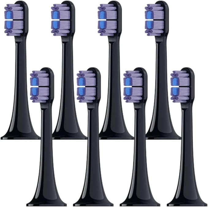 4/8/12/16PCS Compatible for XIAOMI MIJIA T700 Replacement Toothbrush Heads Sonic Electric Vacuum DuPon Soft Bristle Brush(Black purple-8pcs)