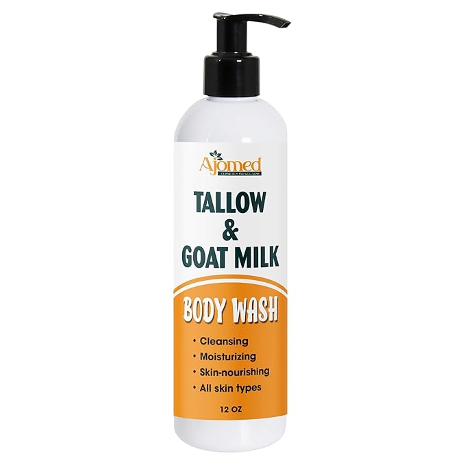 Tallow &amp Goat Milk Body Wash handmede body soap Moisturizing and Cleansing for All Skin Types 12 oz (Regular)