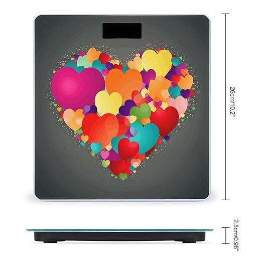 Graphics Love HeartsGraphics Love Hearts Scale for Body Weight Highly Accurate Digital Bathroom Body Scale Digital Bathroom Scales for People Anti-Slip Large LCD Display Smart Scales