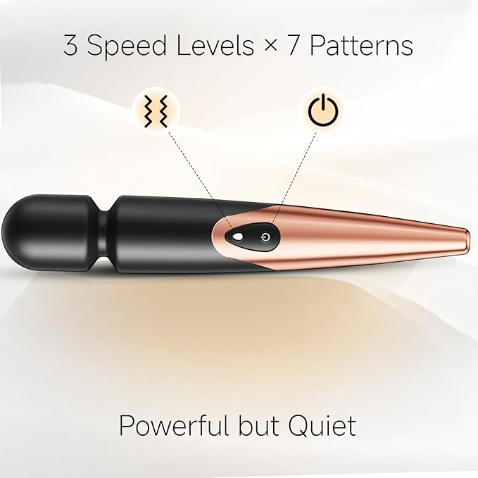 MOOLIGIRL Personal Massagers Woman 12-Inch Wireless Massager with 3 Speeds 7 Modes IPX6 Waterproof USB Rechargeable Ultra-Quiet Handheld for Muscle Relaxation &amp Self-Care (Black)