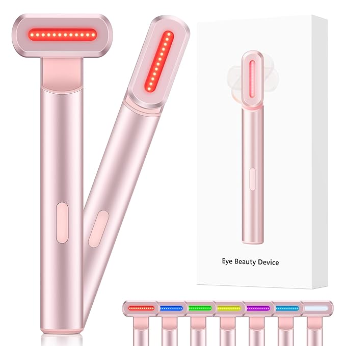 Red-Light-Therapy-for-Face7 in 1 LED Light-Therapy-Wand for Face and Neck - Microcurrent Facial Device for Anti-Aging - Face &amp Eye Massager Skincare (7 Colors led Light)