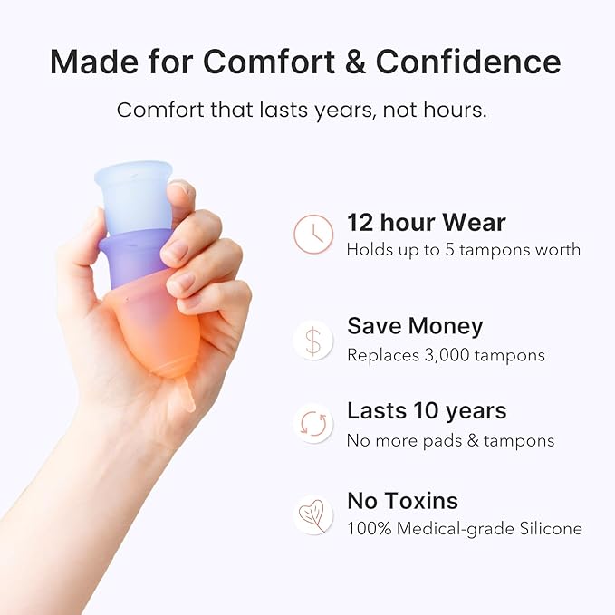 Lena Menstrual Cup Original - Soft Medical-Grade Silicone Period Cups for Women Heavy Flow Reusable and Comfortable 12-Hour Leak-Free Protection Beginner-Friendly Feminine Care - Large Turquoise