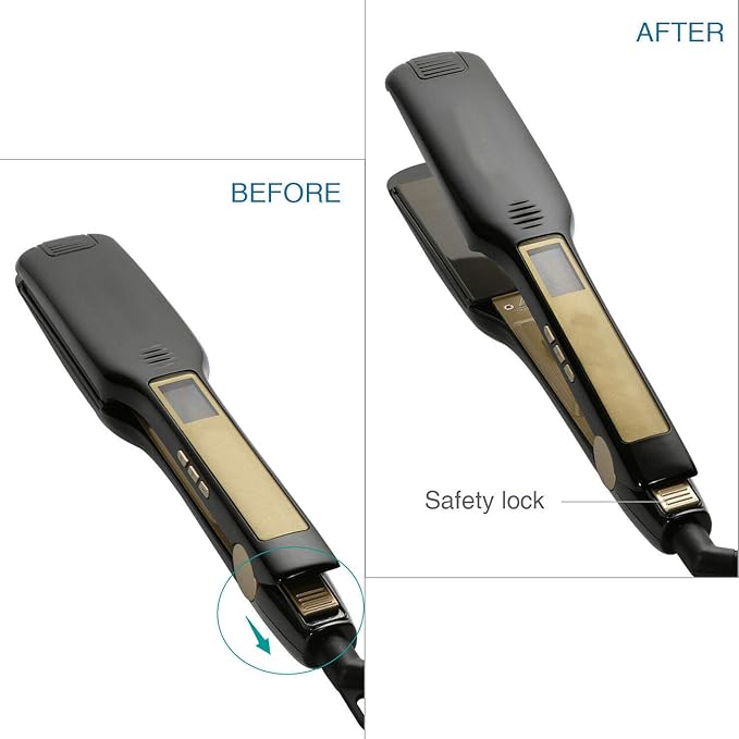 WALLER PAA Flat Iron 1.75 Inch Titanium Plates Pro Hair Straightener Heats Up Fast Adjustable Heat Settings Auto Shut-Off Digital Display Dual Voltage Instant Heat Temperature Display Travel Lo