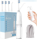 Marchpower Upgraded 2-in-1 Electric Toothbrush with Water Flosser 3+4 Smart ModesPortable Oral Irrigator with Point-Jet Rechargeable IPX7 Waterproof for Home &amp Travel UseWhite
