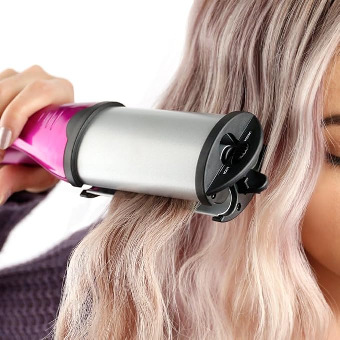 Bed Head 1 Inch Ceramic Curling Iron Crimper Waver for Beach Waves Deep Waver Hair Curler with 3 Barrels Tourmaline Ionic Curling Wand Dual Voltage Anti-Scald Fast Heat Easy for Women