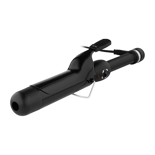 StyleCraft Stay-Temp Black Gold Professional Curling Iron with Extra-Long Thumb Grip Extended Barrel Marcel