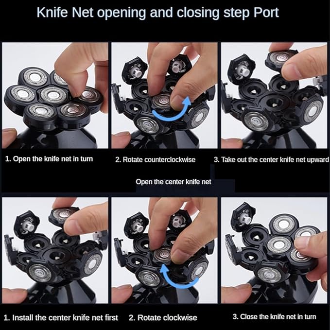 Head Shaver for Men 6In1 7-Blade Grooming Kit Electric Shaver for Men Hair Trimmer Beard Electric Razor Wet Dry Facial Body Bald Head Shaving Machine