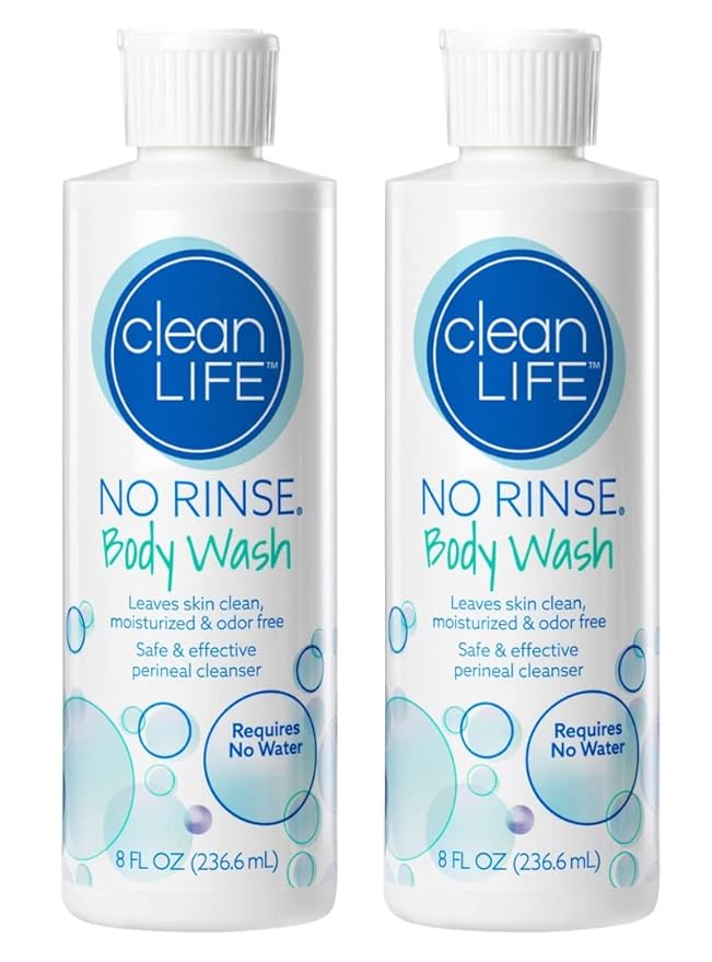 No-Rinse Shampoo 16 Oz (1 bottle) Body Wash 8 Oz (2 bottles) – Gentle Convenient &amp Hospital-Approved
