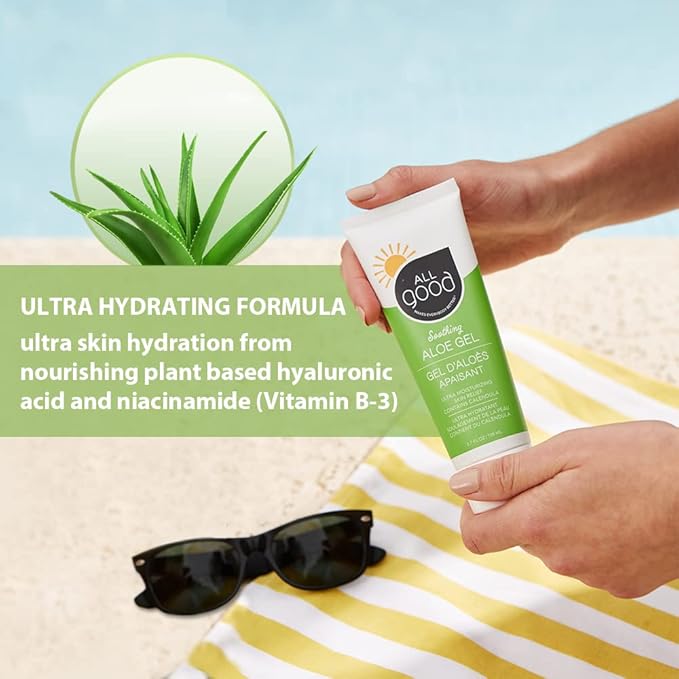 All Good Sport Mineral Sunscreen &amp Aloe Gel Bundle - UVA/UVB Broad Spectrum SPF 30+ Water Resistant - Includes (2) SPF 30 Sport Sunscreen and (1) Aloe Gel