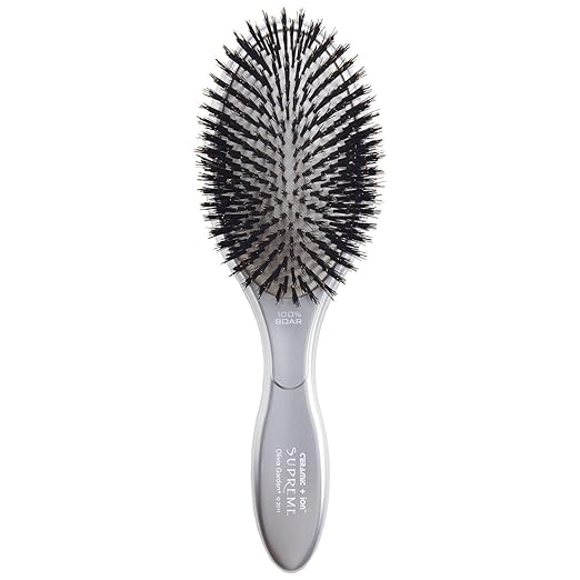 Olivia Garden Ceramic + Ion Supreme Styler Cushion Paddle Brush - Boar &amp Ionic for Shine Frizz Control &amp Smoother Hair
