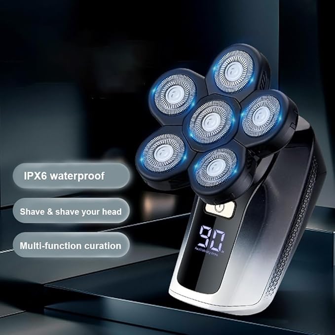 Head Shavers for Bald Men 6 In 1 Rechargeable Electric Shaver 6 Floating Heads Bald Electric Shaver Grooming Kit Shaver For Men