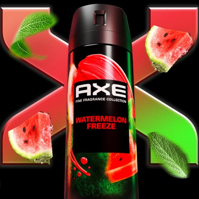 AXE Fine Fragrance Body Spray Variety Pack 4 Pack Touch of Sweetness - Cherry Spritz Pure Coconut Black Vanilla Watermelon Freeze Aluminum Free 4 oz