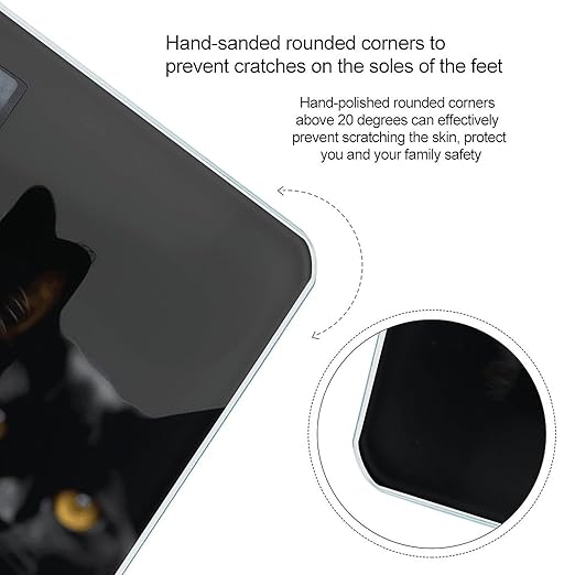 Black Cats Eyes Bathroom Scale Automatic Power On/Off Body Scales LCD Backlight Display Square Digital Scale Rounded Corners Bathroom Scales for Home Bedrooms