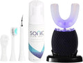 Ultrasonic Toothbrush for Adults - Automatic Electric Toothbrush with Soft Bristles Rechargeable Portable 30'' Automatic Timer Wireless Charging Washable for Travel &amp Home Use (Black)