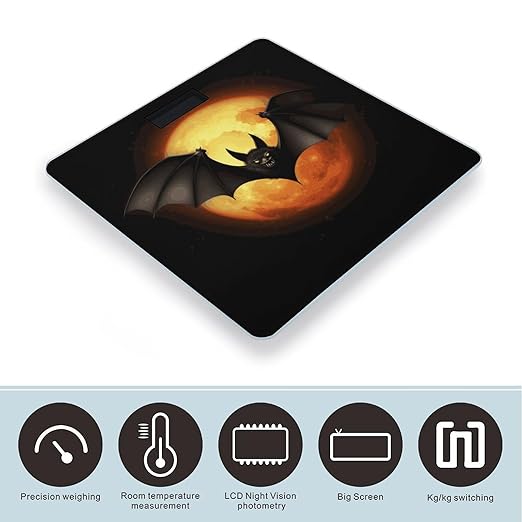 Halloween Bat Weight Scale Digital Electronic Scales Bathroom Scale Larg LCD Backlight Display High Precisio MeasurementsTempered Glass