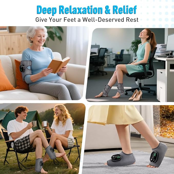 2-Pack Foot Renew Foot Massager Ankle and Foot Massager for Pain Relief Ankle Heating Pad with Massage 6 Heat Levels &amp 3 Massage Modes with Timer (Grey)