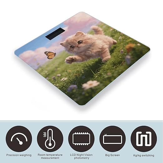 Chasing Butterflies Weight ScaleClear LED Display Bathroom Digital Weighing ScaleTempered Glass Digital Bathroom Scale for Body Weight Capacity Up to 400 Lbs