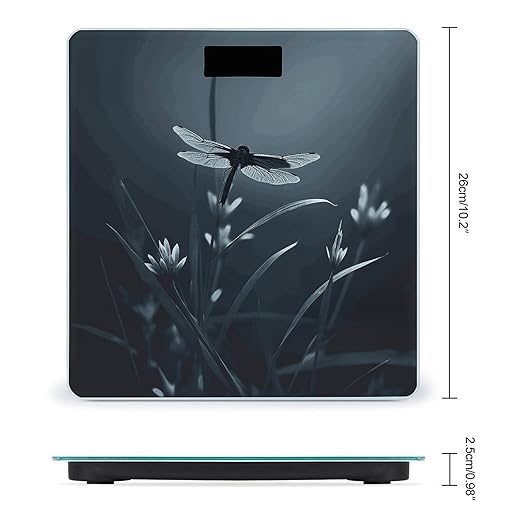 Dragonfly Silhouette Bathroom Scale for Body Weight Bathroom Weighing Scale with Backlit LCD Display Highly Accurate Measures Weight Up to 180kg