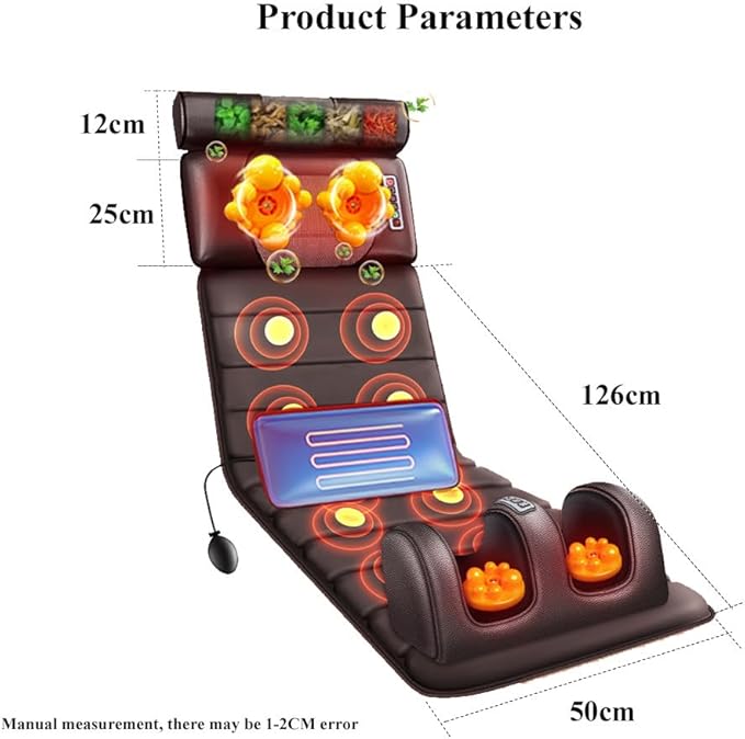Smart Back Massager With Hot Compress FunctionTo Release Stress And Fatigue10 Vibration Massage Nodes And Chinese Medicine Stretching Round PillowChair Seat Massager For HomeBrown