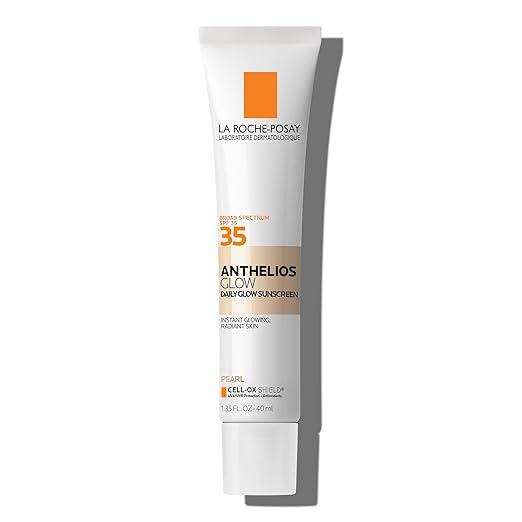La Roche-Posay Anthelios Glow Tinted Sunscreen for Face with SPF 35 Broad Spectrum Protection For All Skin Types Including Sensitive Skin 24Hr Hydration Lightweight &amp Fast Absorbing Glowy Fin