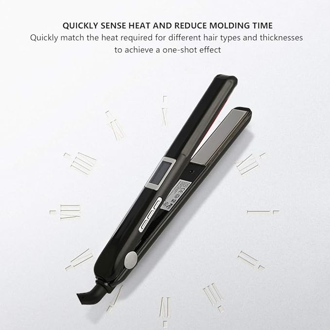 Pro Infrared Hair Straightener Cold Flat Iron for Repair Damaged Hair LCD Display 360° Swivel Cord Black