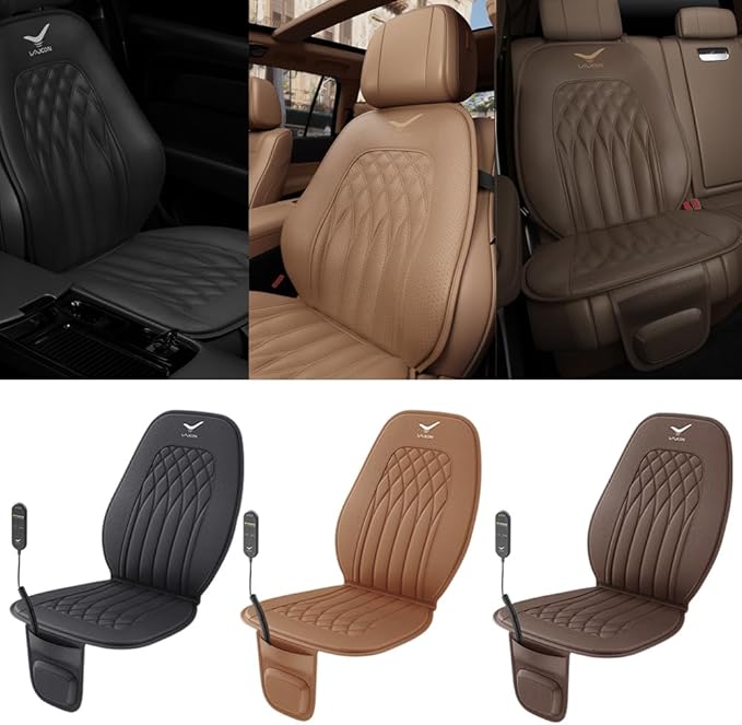 Vehicle Seat Air Massage Cover. Tailored for Long-Distance Drivers for Long commutes. 11 Air Cells Dynamic Work for Back &amp Hip. Relax Muscles While Driving Slim Comfy Design (Black)