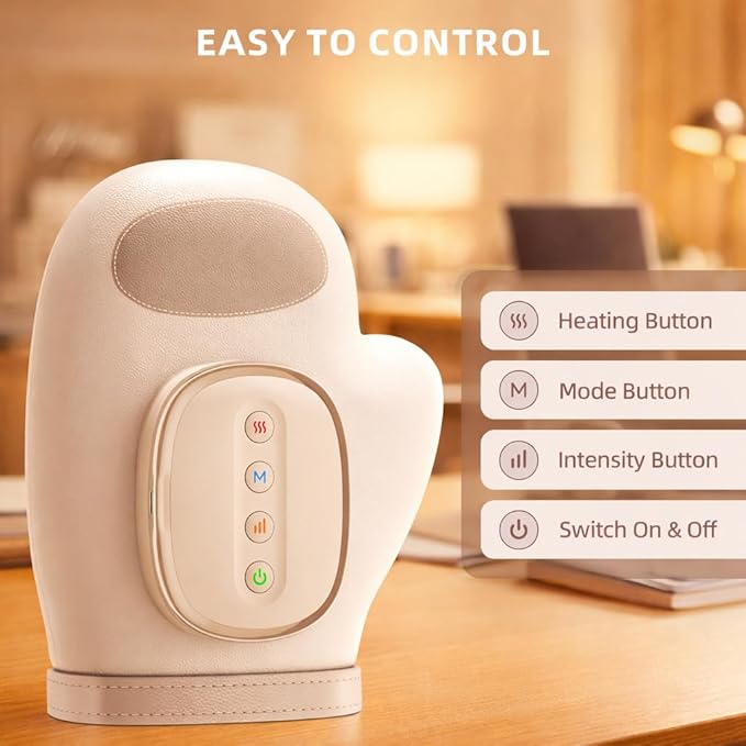 Cordless Hand Massager with Heat and Compression for Arthritis Carpal Tunnel 3 Massage Modes 3 Heating Levels 5 Intensities Hand Massage Helps Soothe Hand Fatigue Gift for Women Men
