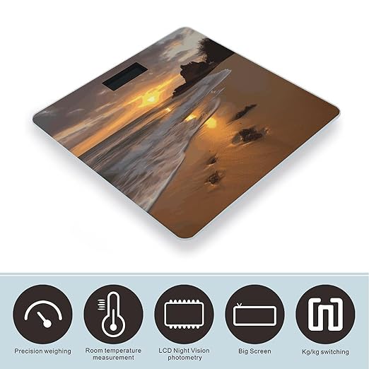 Sunrise Beach Scale for Body Weight Anti-Slip Digital Bathroom Scale Sturdy Toughened Glass Weighing Scales High Precision Safe Rounded Corners Smart Scales