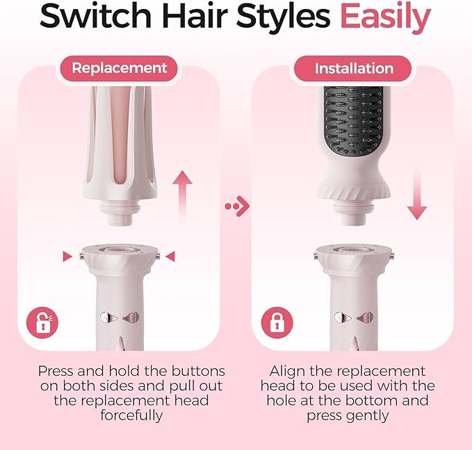 Automatic Curling Iron Hair Curler &amp Straightening Comb 4-in-1 Beach Wave Curling Wand with 3 Ceramic Barrel &amp 1 Hair Straightener Brush 3 Temp Timer Negative Ions