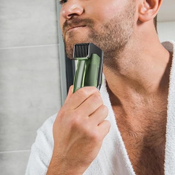 Vacuum Beard Trimmer for Men | IPX6 Waterproof Clipper Precision Beard Shaver Rechargeable Grooming Tool | 2 Adjustable Combs Portable Lightweight Design Quiet | Mustache Sideburns Facia