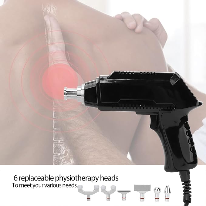 Electric Chiropractor Heat Resistant Chiropractor with 6 Levels of Regulable Force Correction Tool with Six Interchangeable Massage Heads(US)