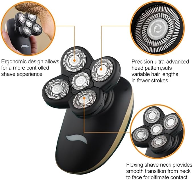 Head Shaver for Men 5D Men's Electric Shaver Bald Shaver USB Rechargeable Waterproof Portable Body Shaver Hair Clipper Beard Trimmer Men's Razor