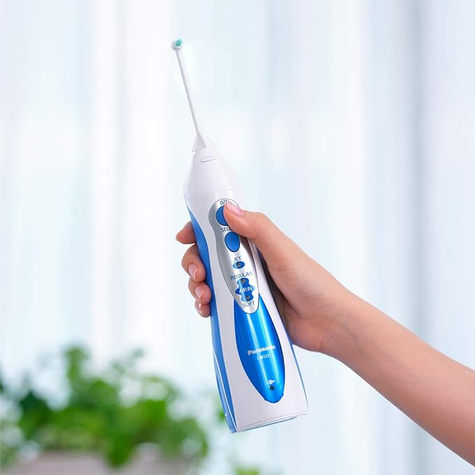 Panasonic Professional Water Flosser for Braces 2-in-1 Cordless Portable Oral Irrigator with Jet Nozzle &amp Tuft Brush EW1213A White