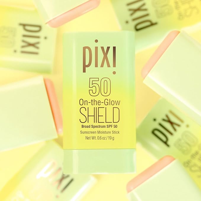 Pixi Beauty On-the-Glow SHIELD SPF 50 2-pack | Lightweight &amp Ultra-Hydrating Sunscreen Stick for Everyday Use | No White Cast | Travel Size Vegan &amp Paraben-Free | 2x 0.6oz/19g
