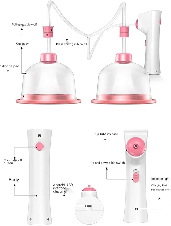 Electric Breast Nipple Massager | Negative Pressure Vacuum Breast Cup | Liposuction Device for Chest Enlargement Enhance | Anti-Sagging Firming Breast Blood Circulation (12.5cm)