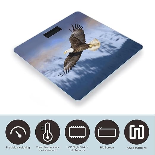 Bald Eagle Flying Scale for Body Weight Highly Accurate Digital Bathroom Body Scale Digital Bathroom Scales for People Anti-Slip Large LCD Display Smart Scales