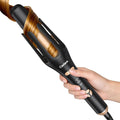Automatic Curling Iron Beach Waves Curling Wand Portable Hair Curler3 Temperatures Fast Heating 2-Way Rotation Anti-Scald Anti-Tangle Rotating 30 Million Ionic Ceramic Coating (Black)
