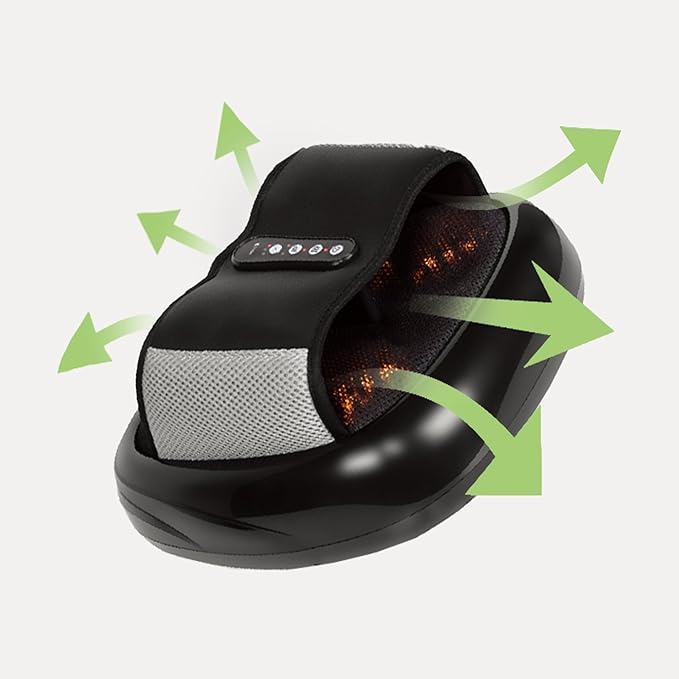 3-in-1 Foot Massager with Heat &amp Open Slipper Design - Shiatsu Kneading &amp Air Compression Acupuncture &amp Reflexology Black Feet Massager for Home Use Gifts for Women Men Mom and Dad